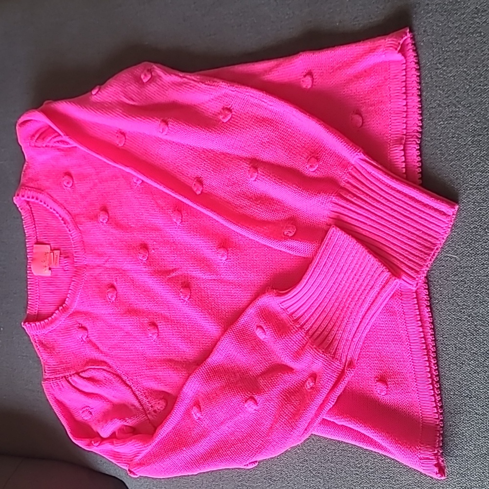 Lilly Pulitzer Girls Hot Pink Sweater Size XL(12-14) Adorable Details!